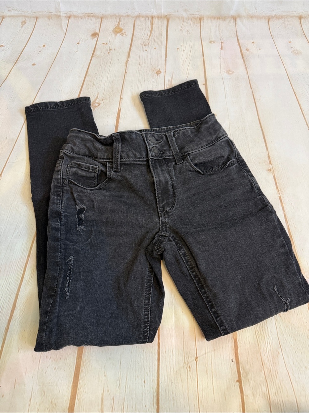 SO Faded Black Distressed Stretch Skinny Jeans